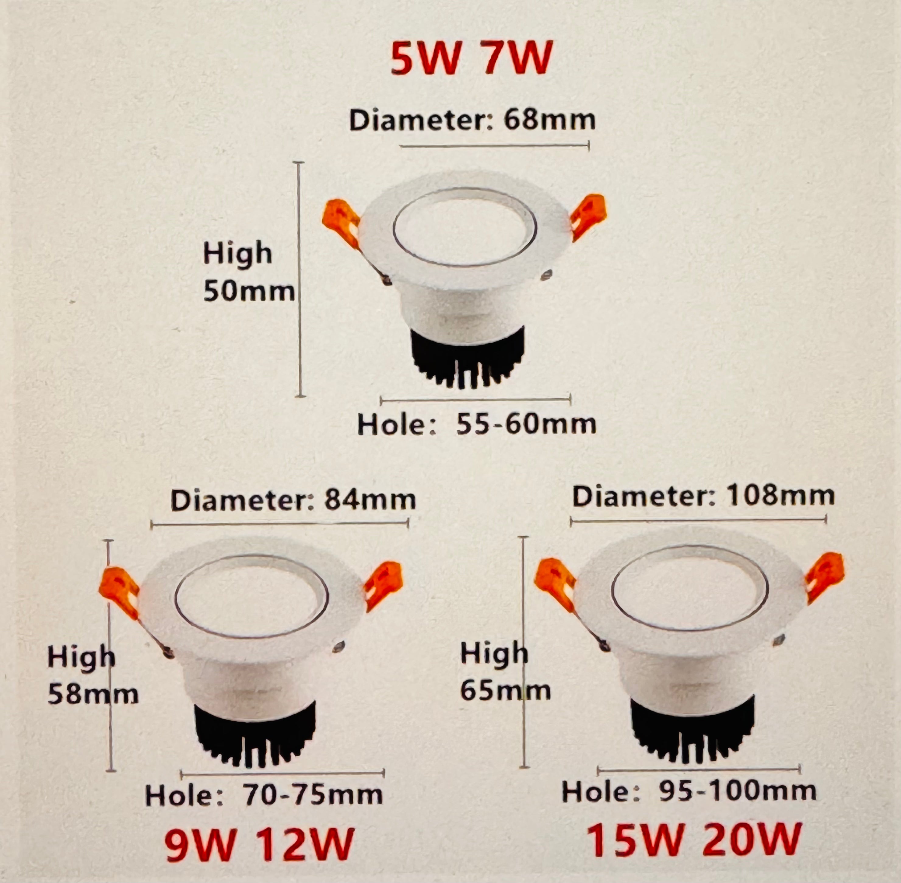 High-performance Embedded LED Downlight Angle Adjustable 5W7W9W12W15W20W COB Anti-Glare Dimmable Ceiling Light Spotlights CRI＞98