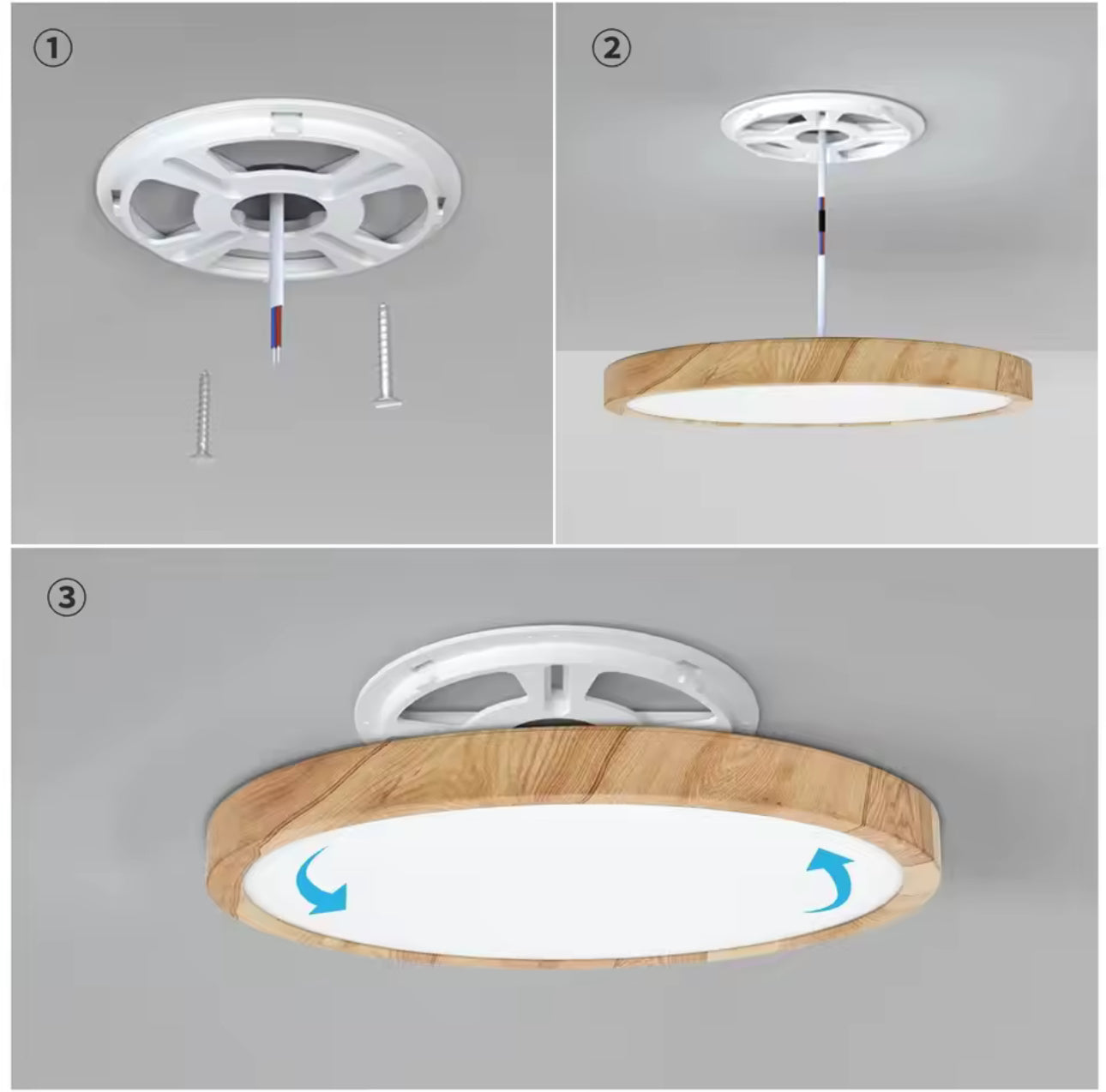 Modern LED Ceiling Light Wood Grain Golden One Light with 3 Colors Home Lighing Kitchen Bedroom Bathroom Surface Ceiling Lamp