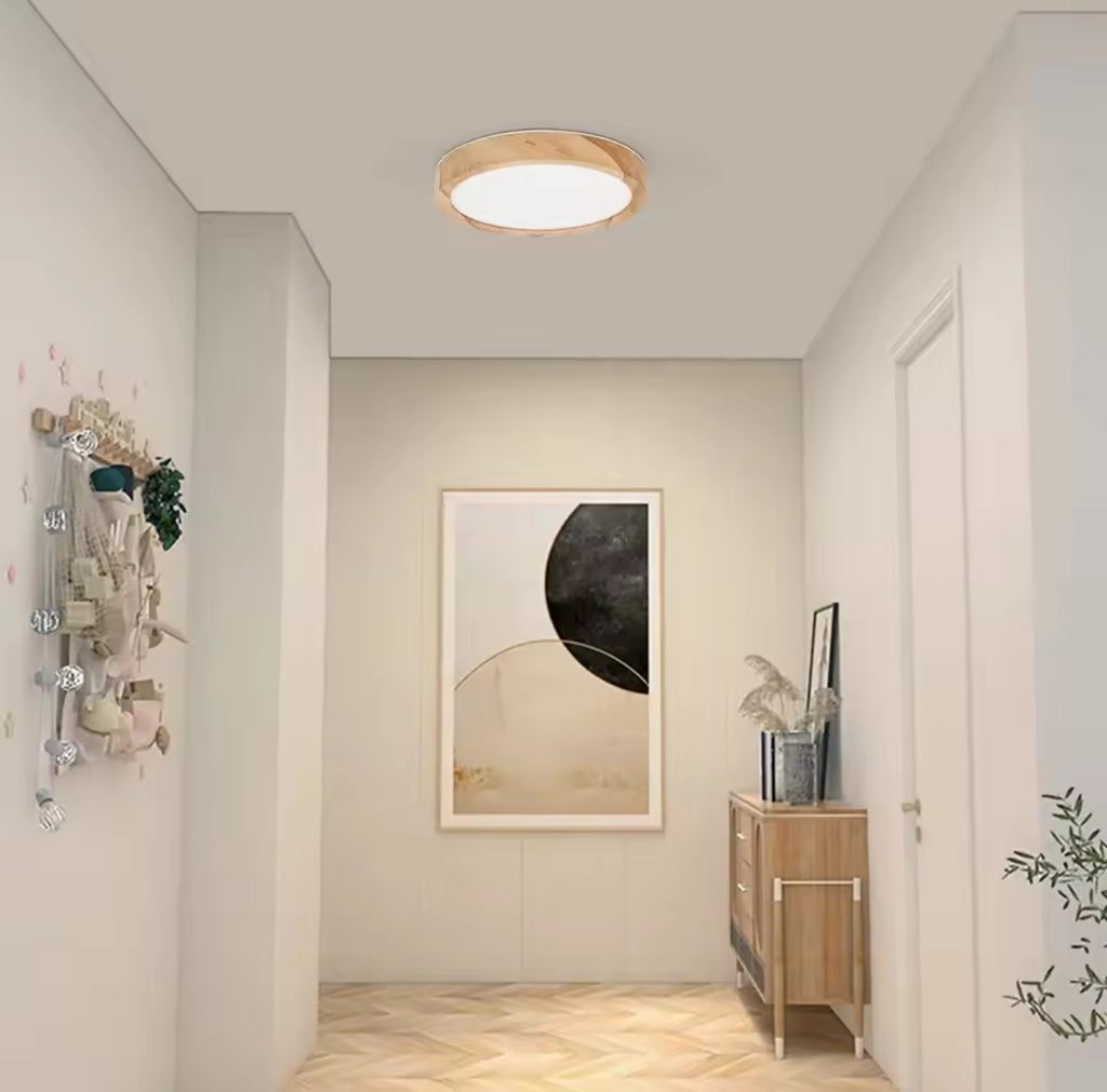 Modern LED Ceiling Light Wood Grain Golden One Light with 3 Colors Home Lighing Kitchen Bedroom Bathroom Surface Ceiling Lamp