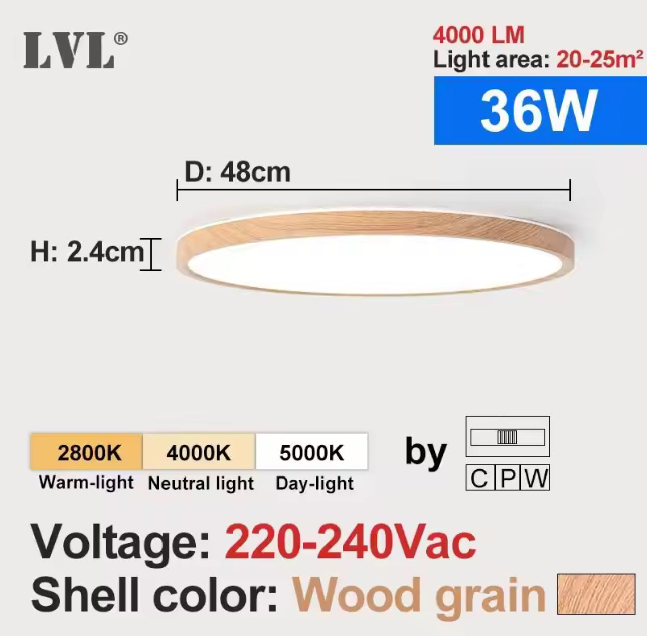 Modern LED Ceiling Light Wood Grain Golden One Light with 3 Colors Home Lighing Kitchen Bedroom Bathroom Surface Ceiling Lamp