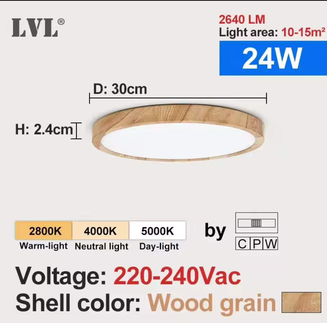 Modern LED Ceiling Light Wood Grain Golden One Light with 3 Colors Home Lighing Kitchen Bedroom Bathroom Surface Ceiling Lamp