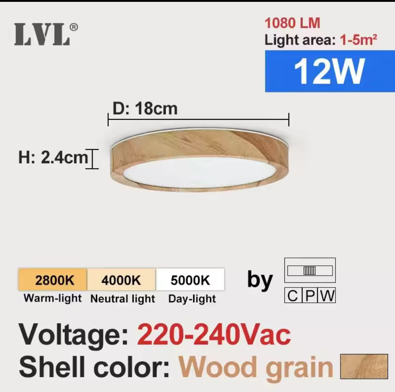 Modern LED Ceiling Light Wood Grain Golden One Light with 3 Colors Home Lighing Kitchen Bedroom Bathroom Surface Ceiling Lamp
