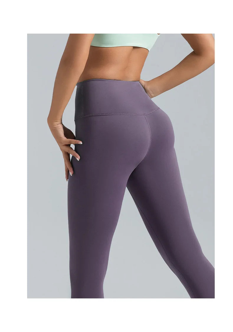 Black Leggings for Women with No T-line High-waisted Hip Lift Yoga Pants with Abdominal Compression and Nude Running Leggings