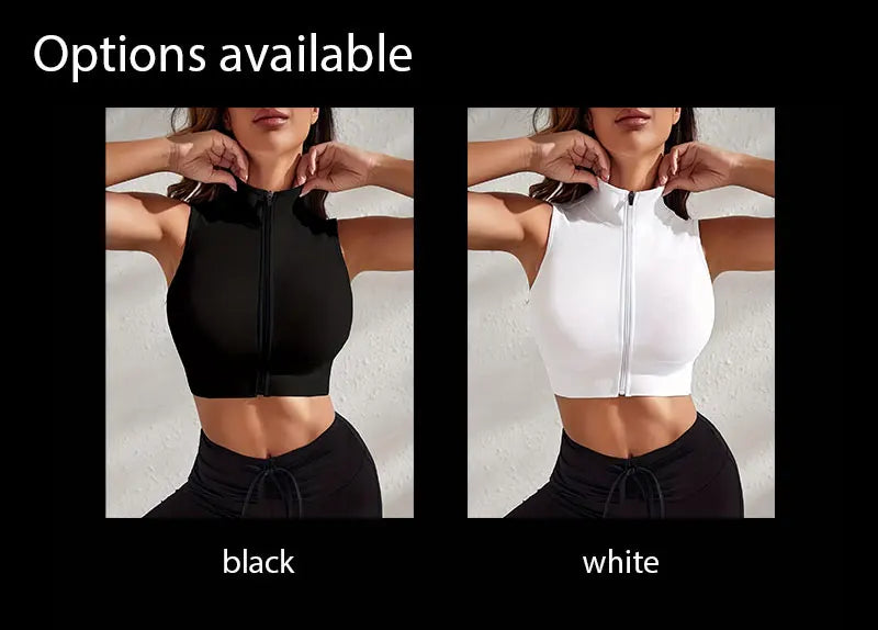 Women's 2-piece Set Close-fitting Breathable Sexy Yoga Zipper Exercise Fitness Vest Top