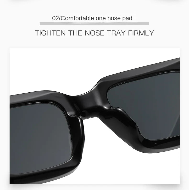 Fashion Retro Thick Leg Square Frame Sunglasses Men Women Popular Brand Small Frame Rice Nail Sun Glasses Black Yellow Glasses