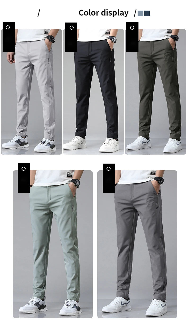 2024 Spring Summer Ultra-thin Men's Stretch Slim Straight Casual Pants High Quality Fashion Breathable Golf Sports Trousers