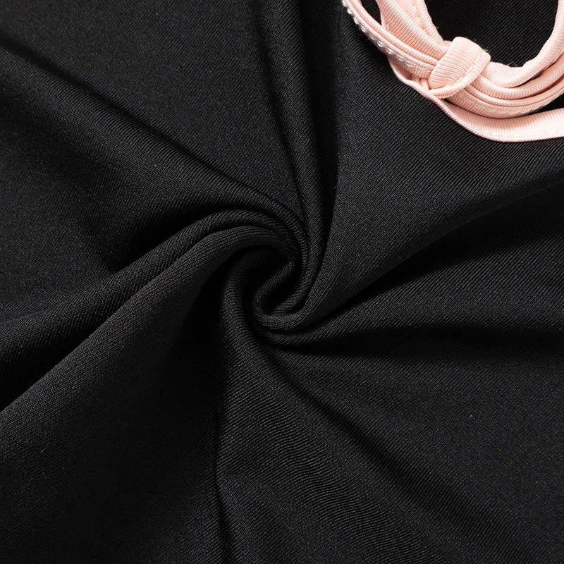 Y2k Summer Crop Top Bow Baby Tees Womens Clothes Chic Cute Low Cut Short Sleeve T Shirts Black
