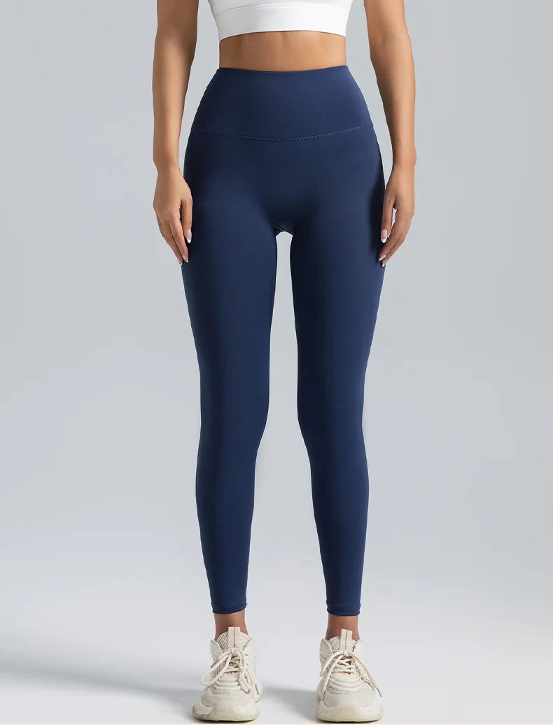 Black Leggings for Women with No T-line High-waisted Hip Lift Yoga Pants with Abdominal Compression and Nude Running Leggings