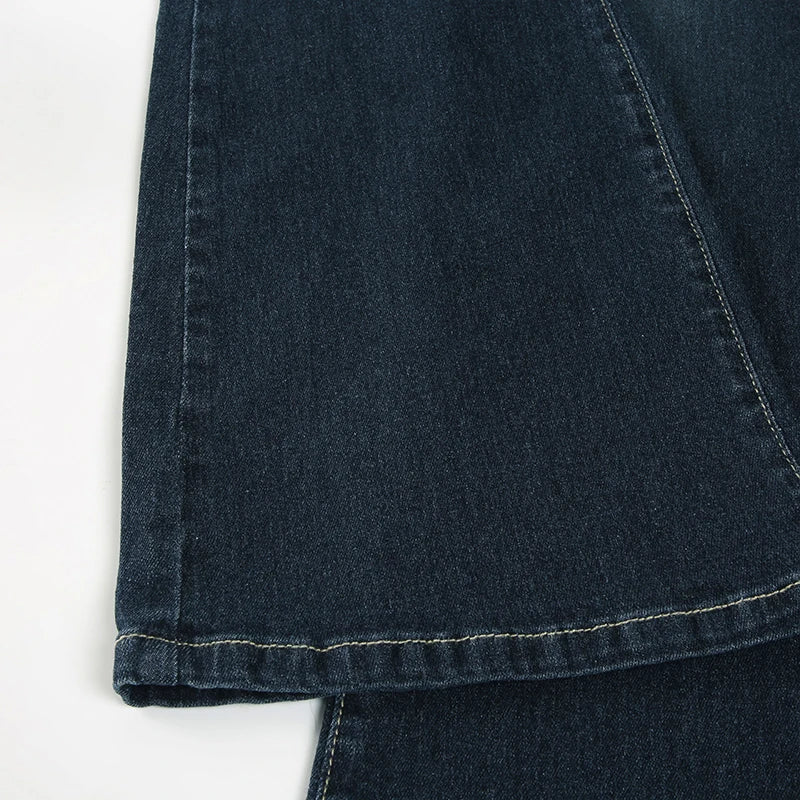 Weekeep Vintage y2k Flared Jeans Retro Button-up Low Rise Casual Denim Pants Harajuku 2000s Trousers Basic Aesthetic Mom Jeans