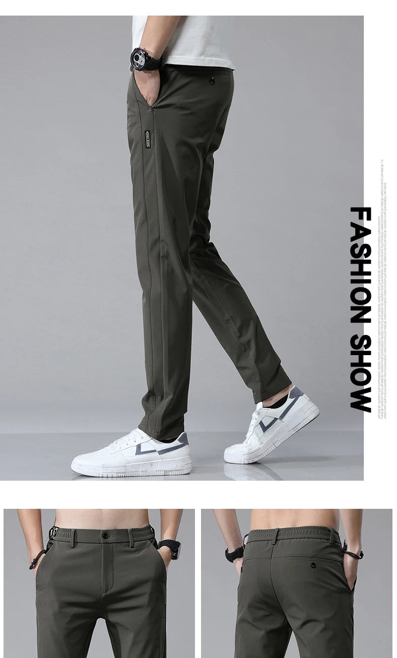 2024 Spring Summer Ultra-thin Men's Stretch Slim Straight Casual Pants High Quality Fashion Breathable Golf Sports Trousers