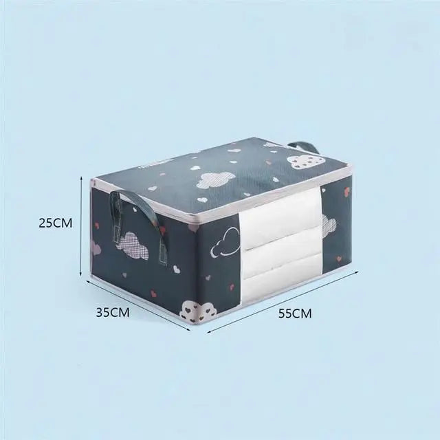 1pc Blue/White Quilt Clothes Storage Bag Moisture Dust Proof Proof Organizer Big Capacity Duvet Blanket Sorting Bags