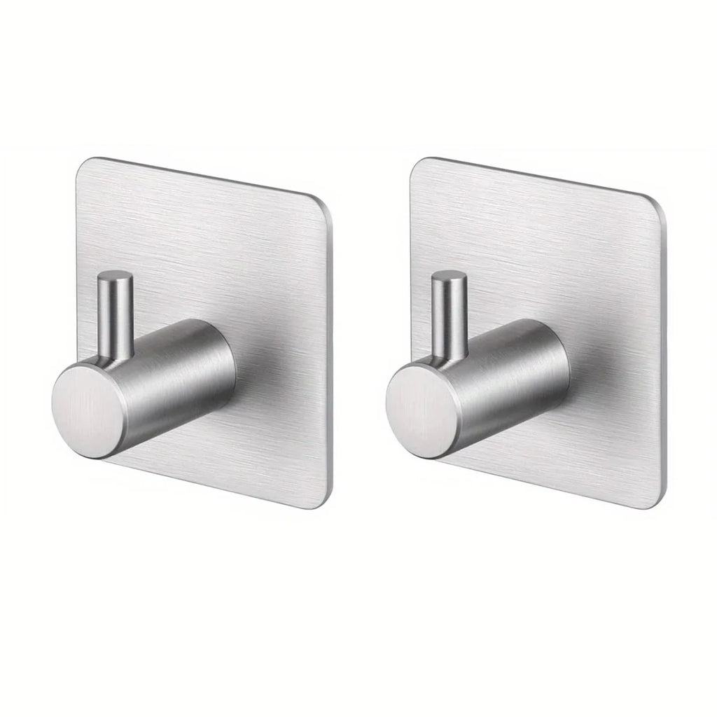 4pcs Self-Adhesive Towel Hooks 304 Stainless Steel Stick-On Wall Hooks For Home Coat Robe Bathroom Organization Accessories