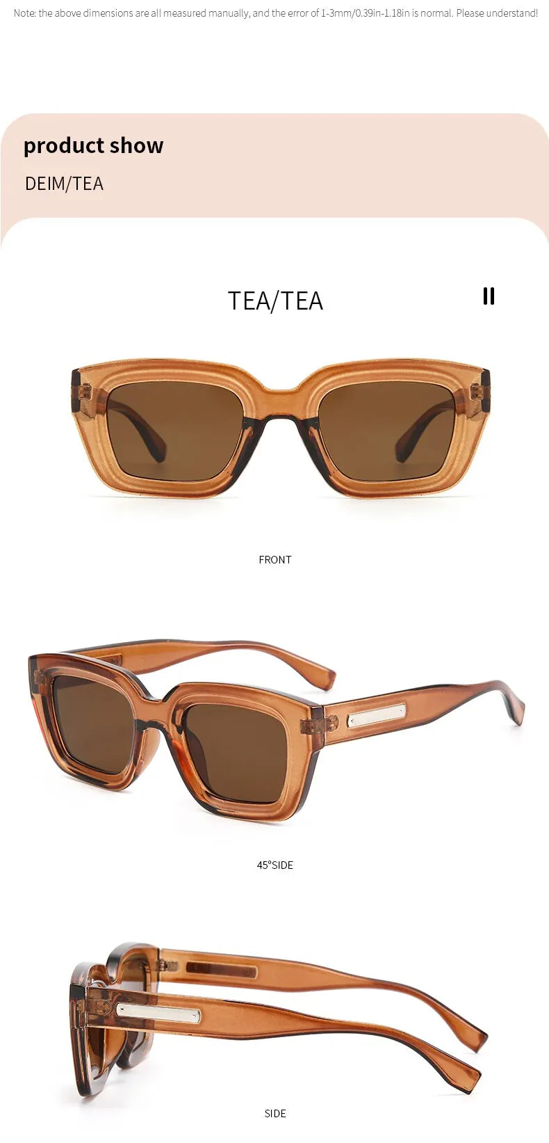 2023 New Retro Square Europe And America Cross-border Men and Women Fashion Ins Wear Sunglasses