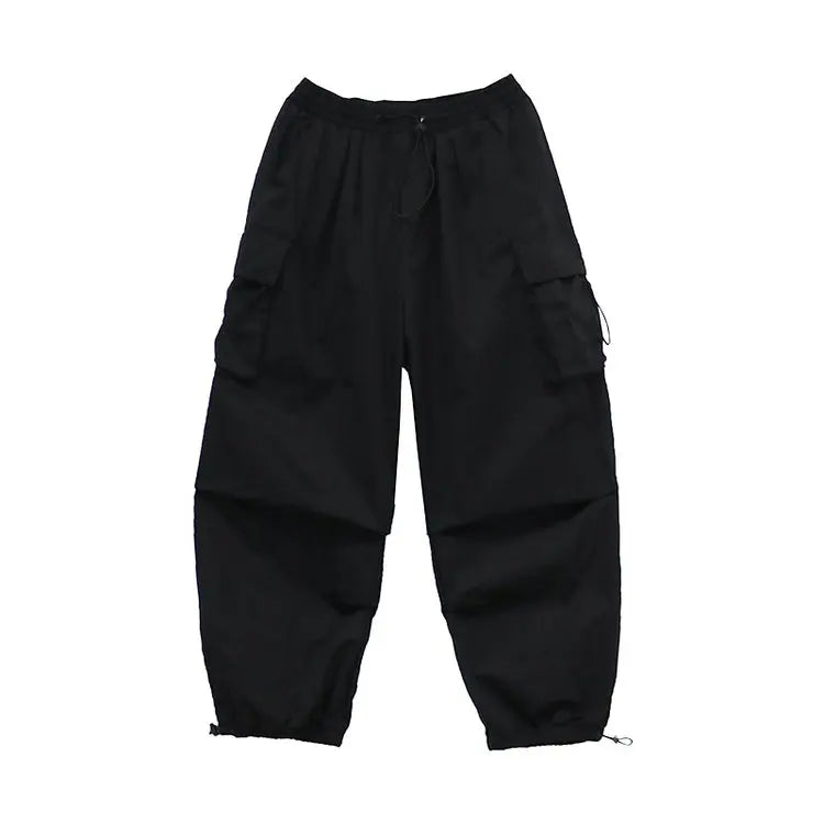 Spring Summer Fashion Casual Pans For Men Streetwear Solid Color Cargo Pants Elastic Waist Wide Leg Men's Joggers