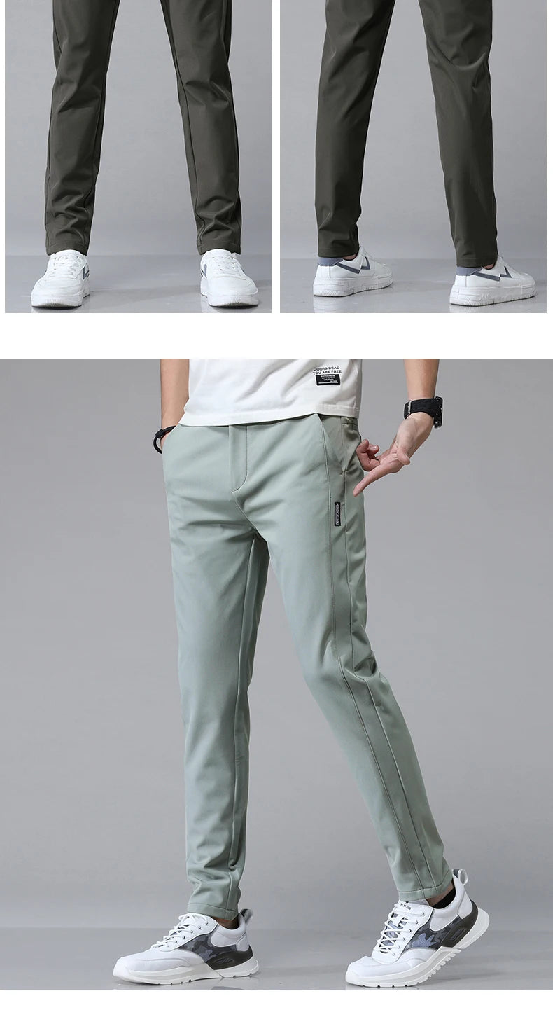 2024 Spring Summer Ultra-thin Men's Stretch Slim Straight Casual Pants High Quality Fashion Breathable Golf Sports Trousers