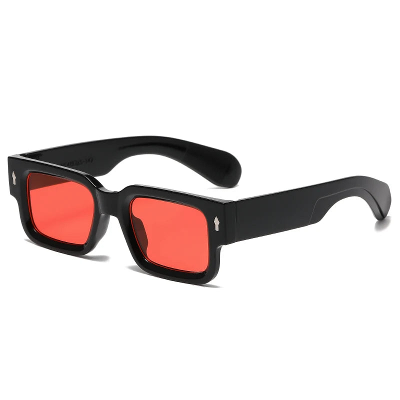 Fashion Retro Thick Leg Square Frame Sunglasses Men Women Popular Brand Small Frame Rice Nail Sun Glasses Black Yellow Glasses