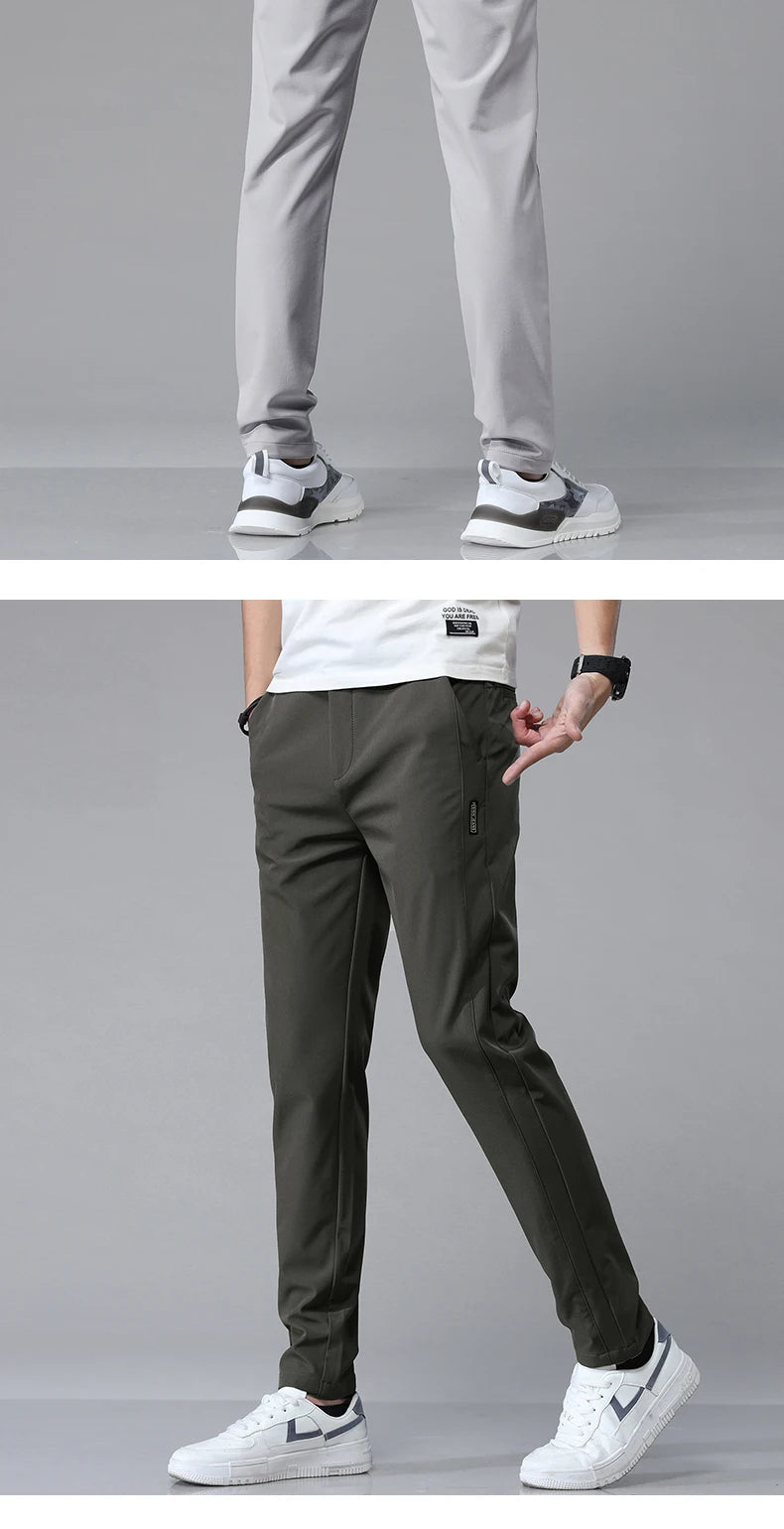 2024 Spring Summer Ultra-thin Men's Stretch Slim Straight Casual Pants High Quality Fashion Breathable Golf Sports Trousers