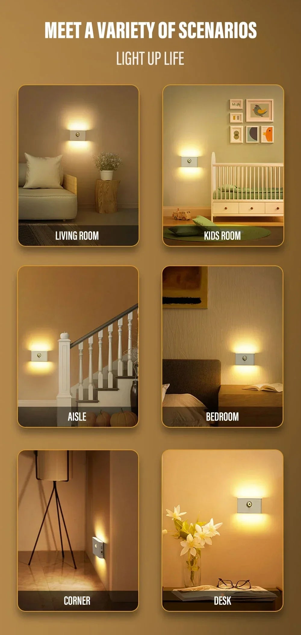 Intelligent Wooden Magnetic Suction Lamp LED Charging Night Light Staircase Corridor Bedroom Atmosphere Human Body Sensing Light