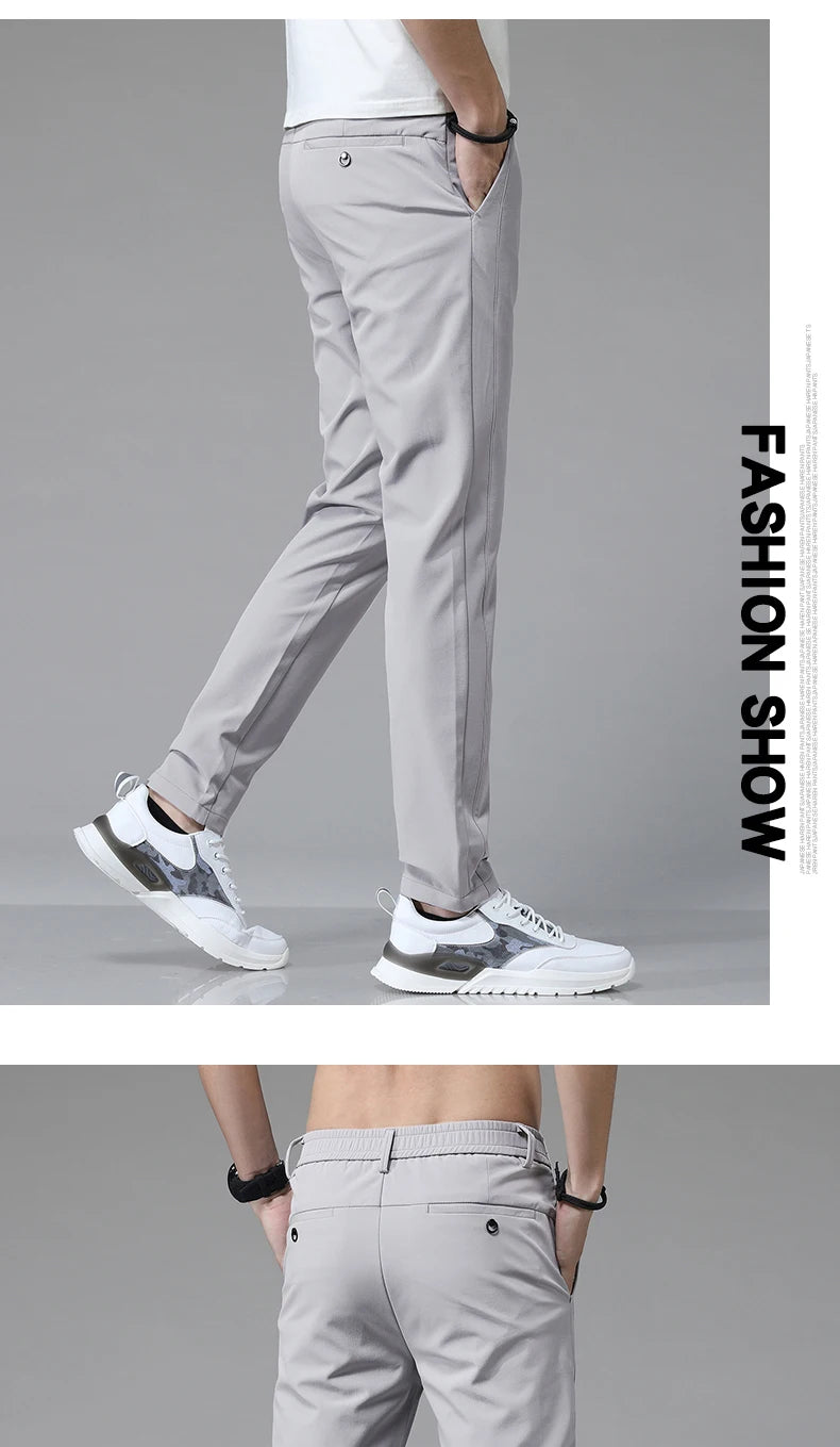 2024 Spring Summer Ultra-thin Men's Stretch Slim Straight Casual Pants High Quality Fashion Breathable Golf Sports Trousers