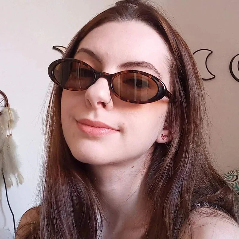 2024 New Sexy Women's Sunglasses Small Oval  Sunglasses Fashion Leopard Brown Sun Glasses Luxury Brand Designer Retro Sunglasses