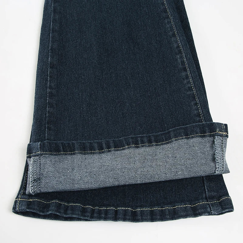 Weekeep Vintage y2k Flared Jeans Retro Button-up Low Rise Casual Denim Pants Harajuku 2000s Trousers Basic Aesthetic Mom Jeans
