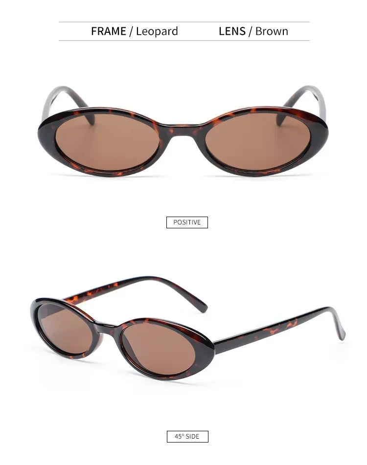 2024 New Sexy Women's Sunglasses Small Oval  Sunglasses Fashion Leopard Brown Sun Glasses Luxury Brand Designer Retro Sunglasses
