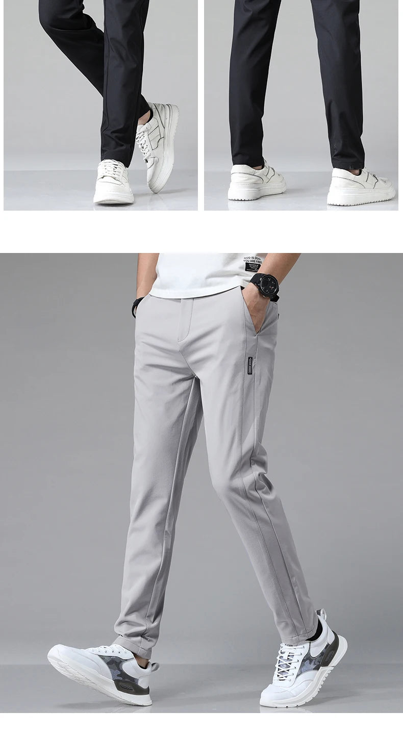 2024 Spring Summer Ultra-thin Men's Stretch Slim Straight Casual Pants High Quality Fashion Breathable Golf Sports Trousers