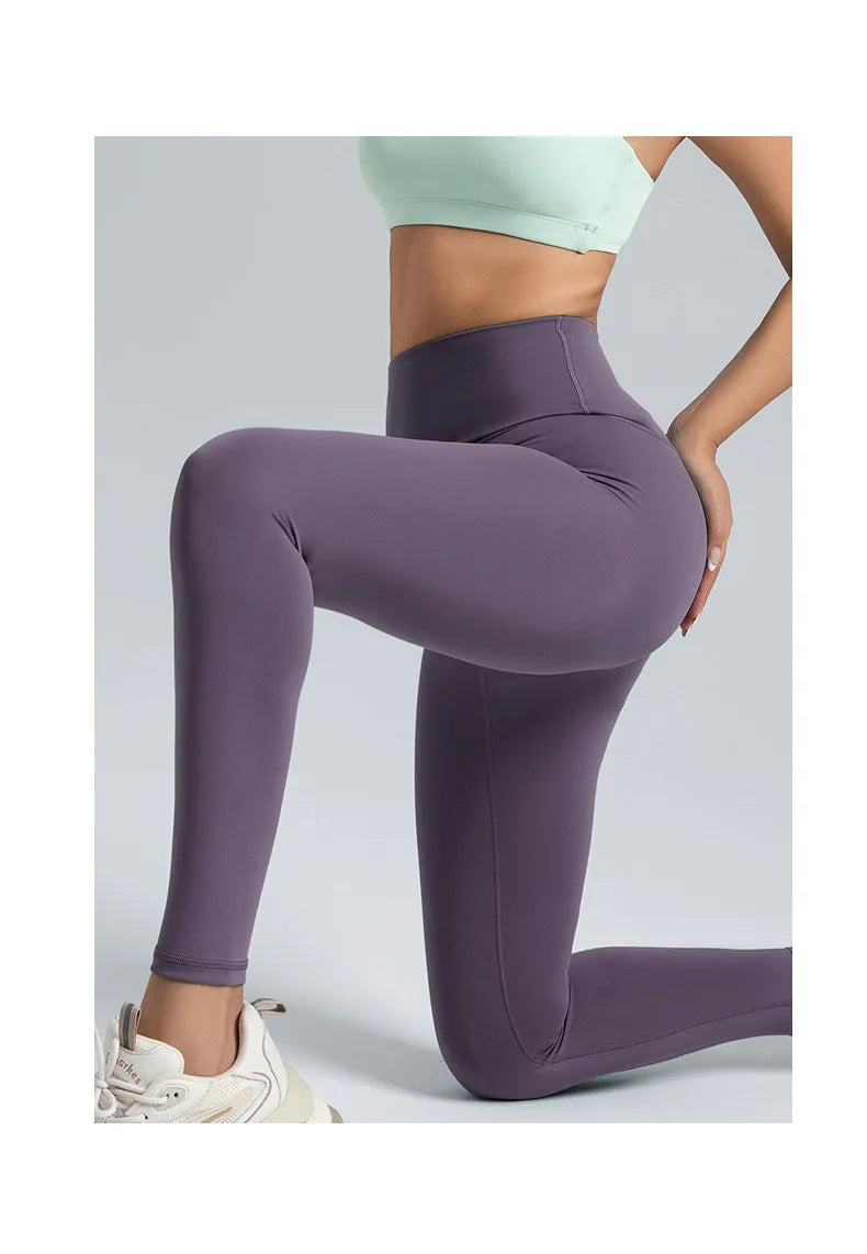 Black Leggings for Women with No T-line High-waisted Hip Lift Yoga Pants with Abdominal Compression and Nude Running Leggings