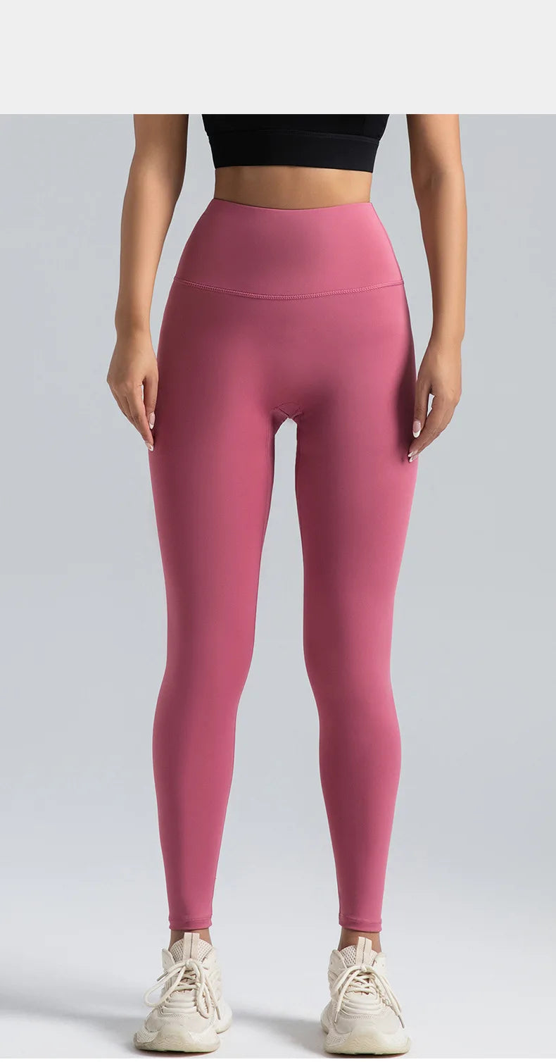 Black Leggings for Women with No T-line High-waisted Hip Lift Yoga Pants with Abdominal Compression and Nude Running Leggings