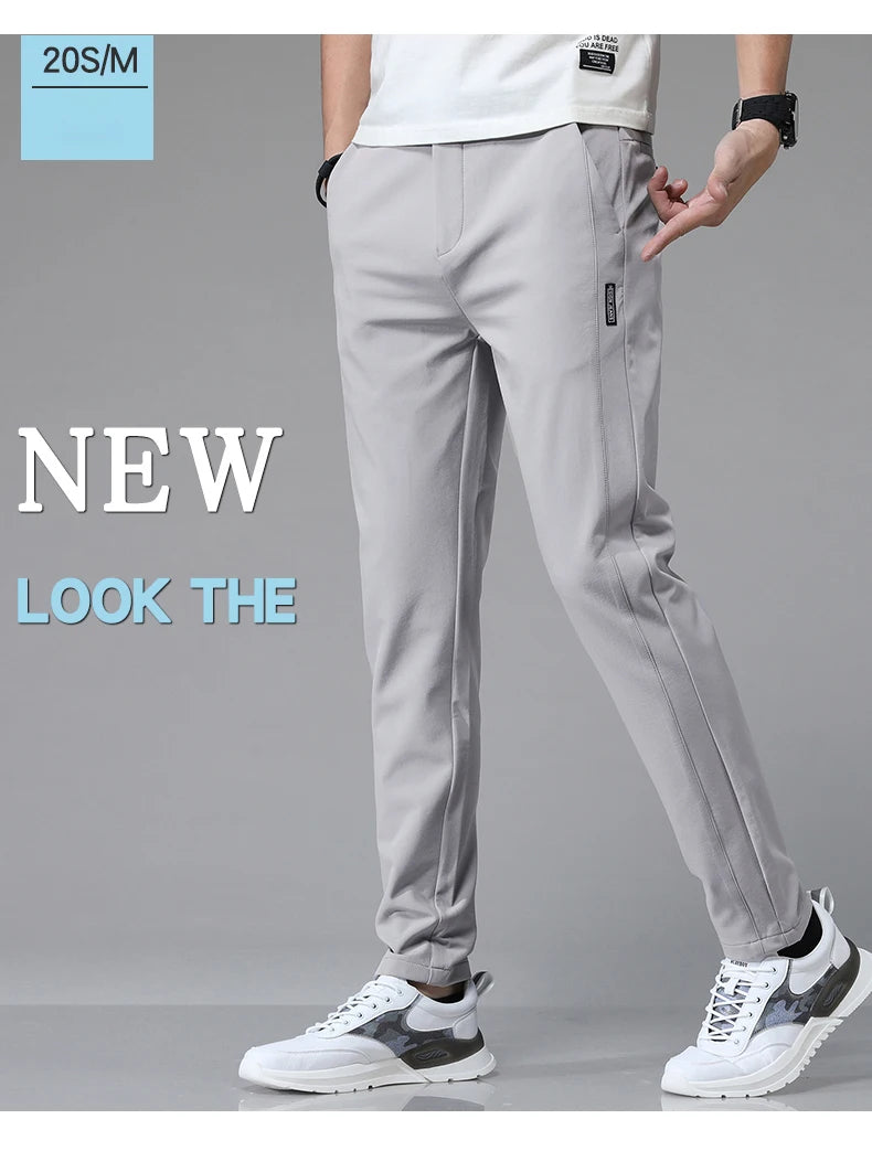 2024 Spring Summer Ultra-thin Men's Stretch Slim Straight Casual Pants High Quality Fashion Breathable Golf Sports Trousers