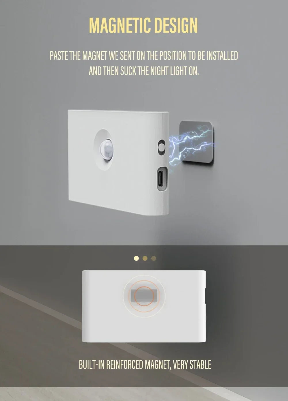 Intelligent Wooden Magnetic Suction Lamp LED Charging Night Light Staircase Corridor Bedroom Atmosphere Human Body Sensing Light