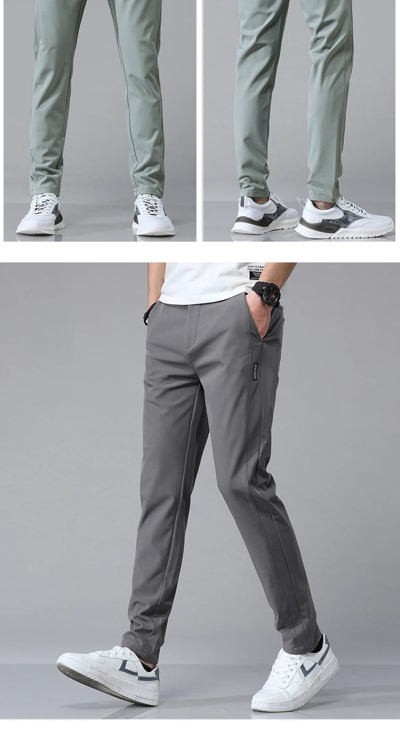 2024 Spring Summer Ultra-thin Men's Stretch Slim Straight Casual Pants High Quality Fashion Breathable Golf Sports Trousers
