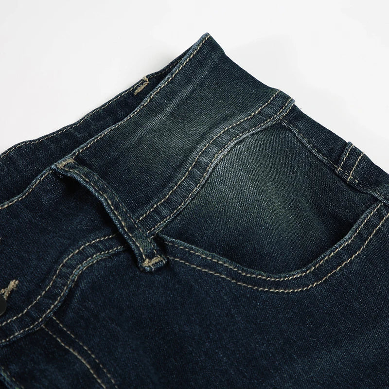 Weekeep Vintage y2k Flared Jeans Retro Button-up Low Rise Casual Denim Pants Harajuku 2000s Trousers Basic Aesthetic Mom Jeans
