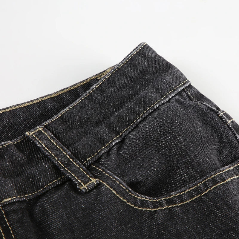Weekeep Floral Embroidery Jeans Vintage 2000s Low Rise Flared Jeans Women Retro y2k Baggy Denim Pants High Street Basic Trousers