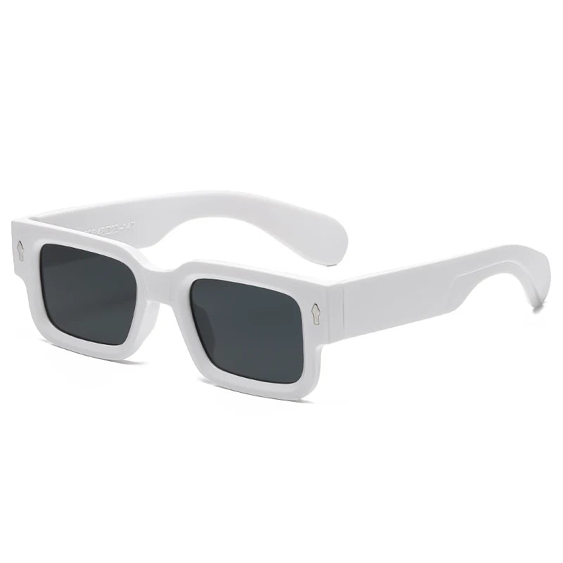 Fashion Retro Thick Leg Square Frame Sunglasses Men Women Popular Brand Small Frame Rice Nail Sun Glasses Black Yellow Glasses